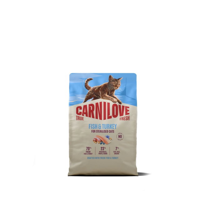 CARNILOVE TRUE FRESH cat dry fish & turkey for sterilised adult all breeds (2 kg)