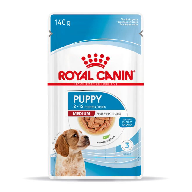 Royal Canin Medium Puppy Gravy koiranpennun märkäruoka 10x140g