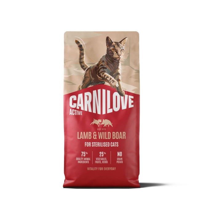 CARNILOVE ACTIVE cat dry made with lamb & wild boar for sterilised adult all breeds (6 kg)