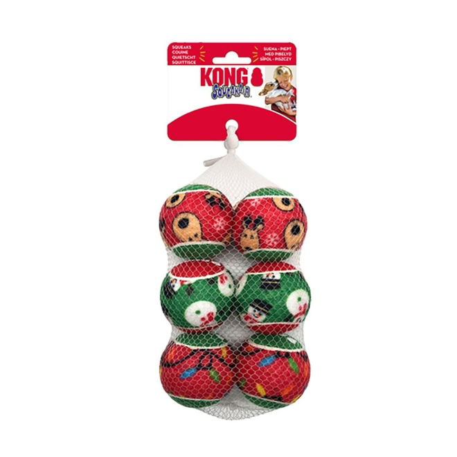 KONG Holiday SqueakAir pallot 6-pack M