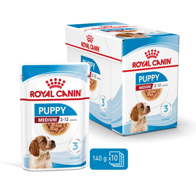 Royal Canin Medium Puppy Gravy koiranpennun märkäruoka 10x140g