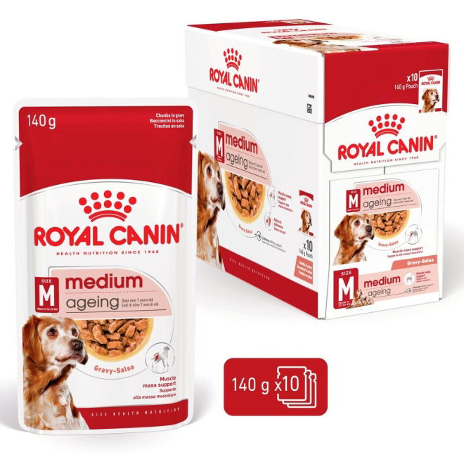 Royal Canin Medium Ageing Gravy koiran märkäruoka 10x140g