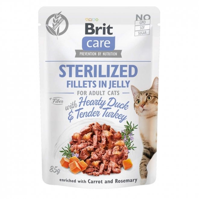 Brit Care Cat Jelly Sterilized ankka & kalkkunafillee hyytelössä 85 g