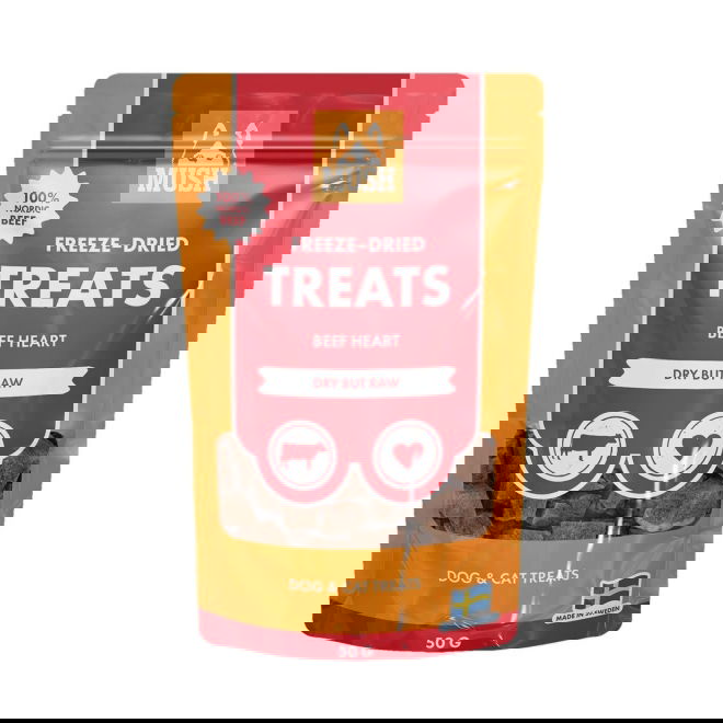 MUSH Freeze-Dried Naudansydän 50g herkku koiralle tai kissalle