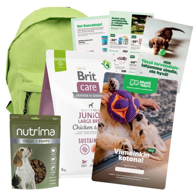 Pentupaketti + Brit Care Dog Sustainable Junior Large Breed 3kg
