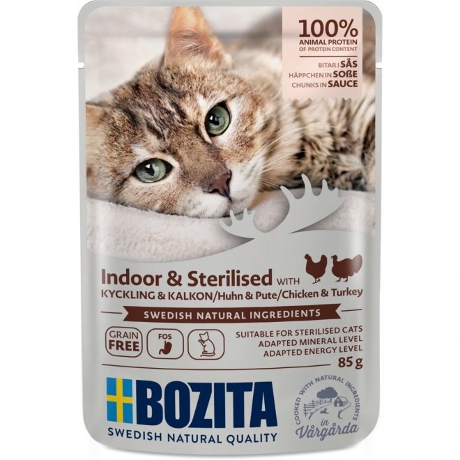 Bozita Indoor & Sterilised kana&kalkkuna kastikkeessa 85 g