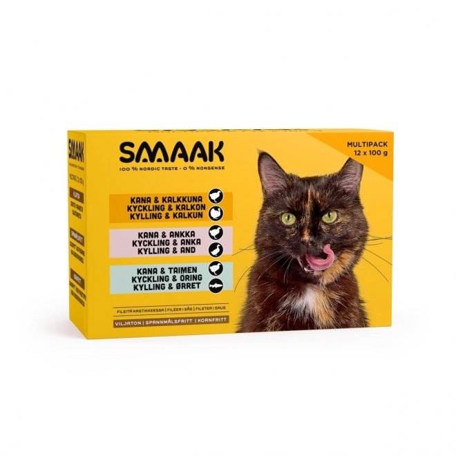 SMAAK kissan märkäruoka Multipack kastikkeessa 12x100 g