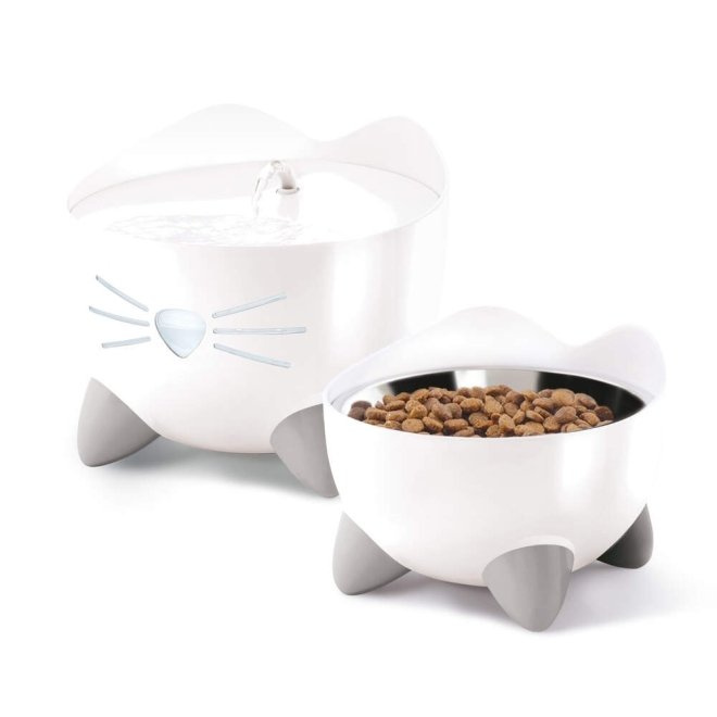 Catit Pixi Combo kit vesiautomaatti & korotettu kuppi valkoinen