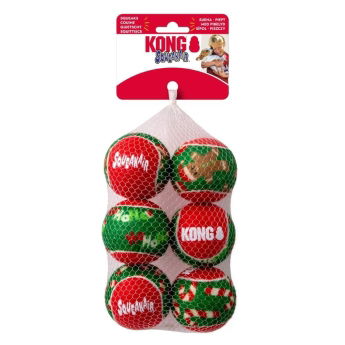 Kong Holiday Squeak Air Baller til hund 6-pk M