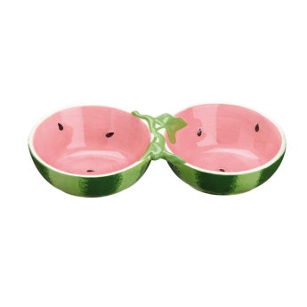 Little&Bigger Juicy Vibes dobbel kattesk&aring;l i keramikk vannmelon