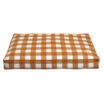 Little&Bigger Breakfast Club hundemadrass gingham stekt egg brun