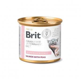 Brit Veterinary Diet Cat Grain Free Hypoallergenic Salmon with Peas, 200 g