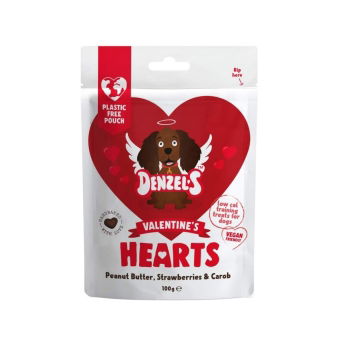 Denzels Valentines Hearts Peanut & Strawberry Godbiter til hund 100g
