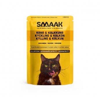 SMAAK Cat Adult kylling og kalkun våtfôr, 100 g