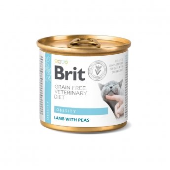 Brit Veterinary Diet Cat Obesity Grain Free Lamb with Peas, 200 g