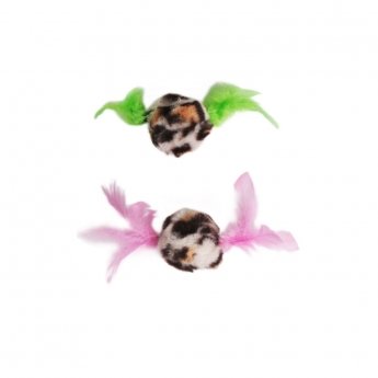 Meow&Me Marshmallow Jungle Furballs with Feathers, 2-pakning
