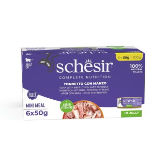 Schesir Cat Tunfisk & Storfe i Gele Multipack (6x50g)