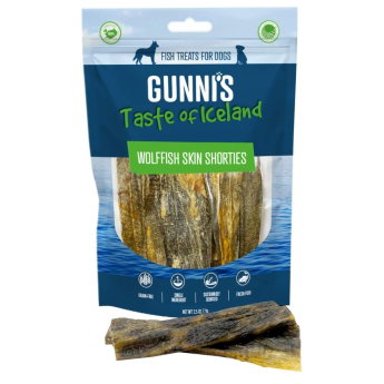 Gunnis Wolffish Skin Shorties Tygg av Steinbit 70 g