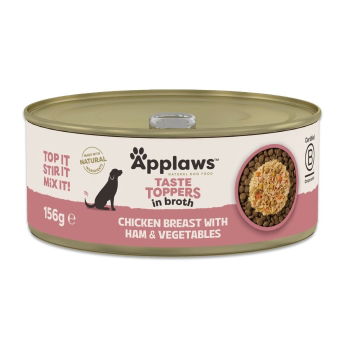 Applaws Taste Toppers chicken breast with ham, pumpkin, carrots & peas in broth
