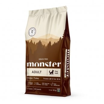 Monster Dog Adult Grain Free All Breed Kylling & Kalkun (12 kg)