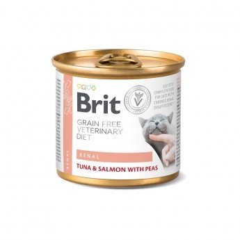 Brit Veterinary Diet Cat Renal Grain Free Tuna & Salmon with Peas, 200 g