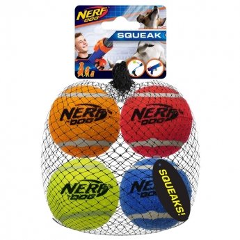 NERF Dog Squeak Tennisballer 4-pack