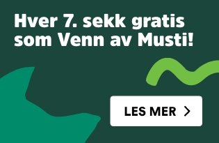 Hver 7 sekk gratis som Venn av Musti