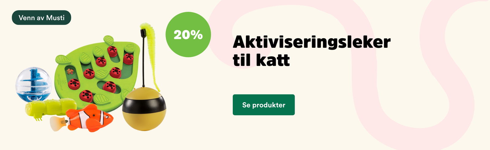 musti.no startside katt 20% på aktiviseringsleker til katt