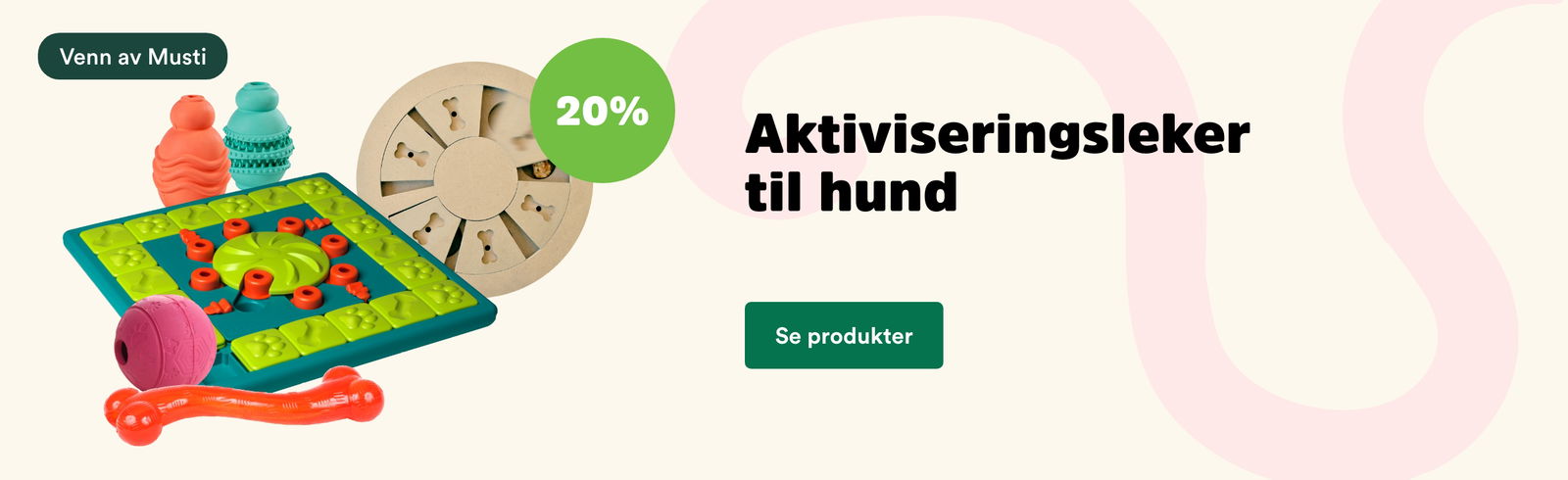 musti.no startside valp 20% på aktiviseringsleker