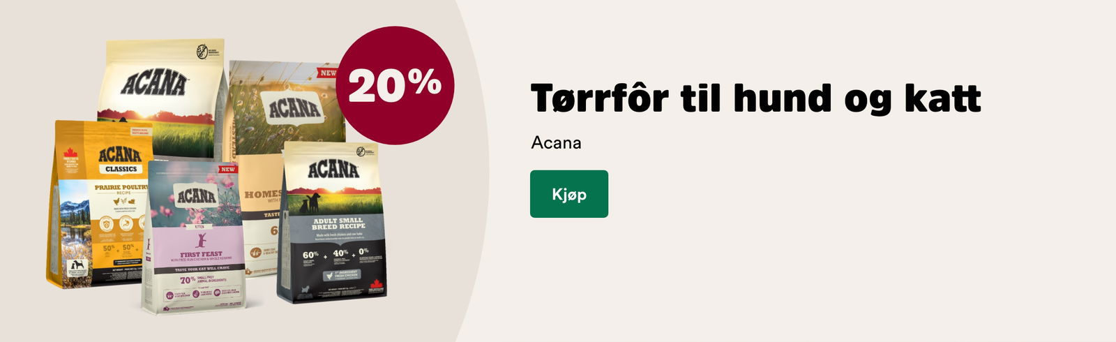 musti.no kampanjeside k10 acana 20%