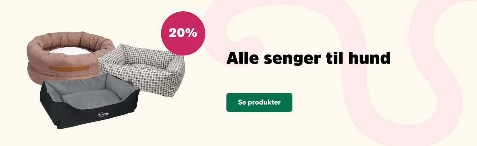 20% på alle hundesenger