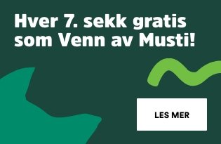 Hver 7 sekk gratis som Venn av Musti