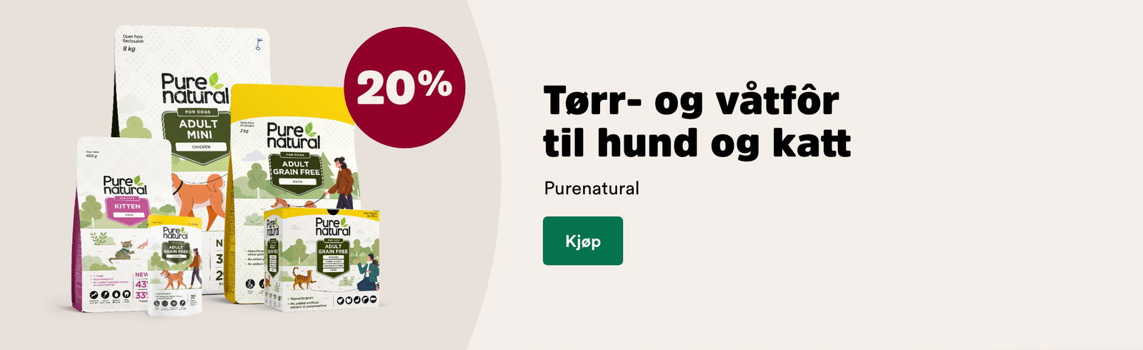 musti.no startside katt k10 20% på Purenatural kattemat