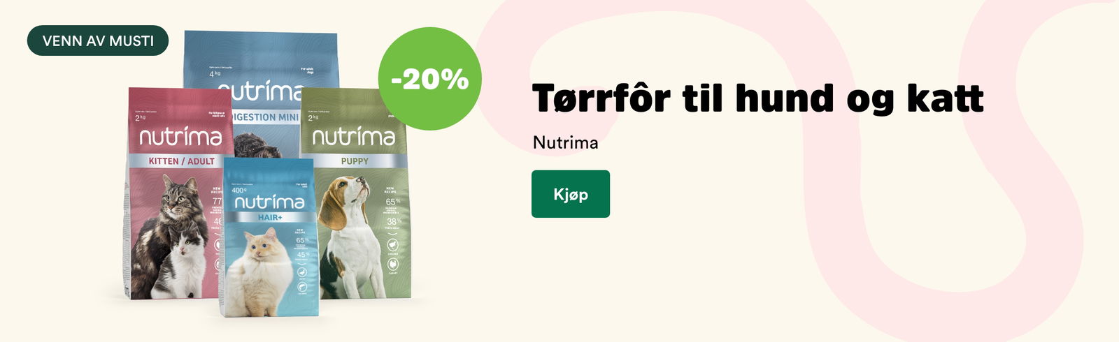 musti.no startside valp k9 20% på nutrima