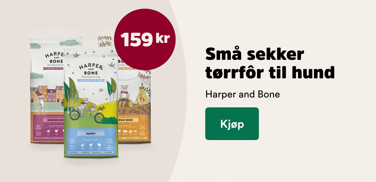 musti.no kampanjeside k5 harper and bone sm&aring; sekker hund 159,-