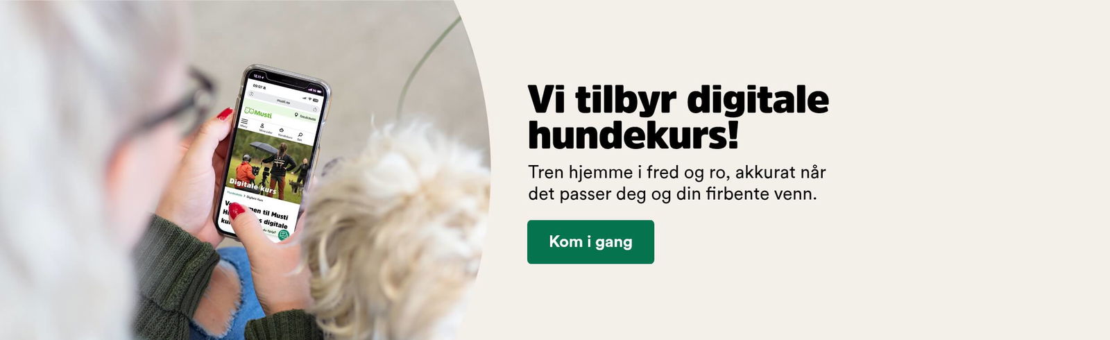 musti.no startside hund digital dog course