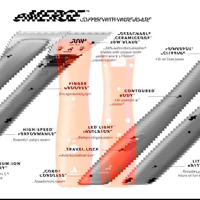 Andis eMERGE Wide Klippemaskin Orange