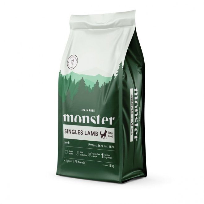 Monster Dog Adult Grain Free All Breeds Singles Lam (12 kg)