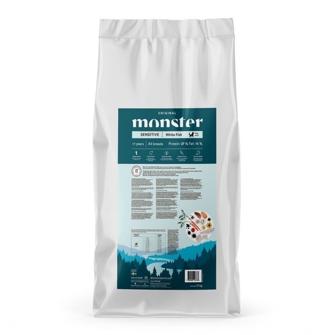 Monster Dog Sensitive All Breed Hvit Fisk (17 kg)