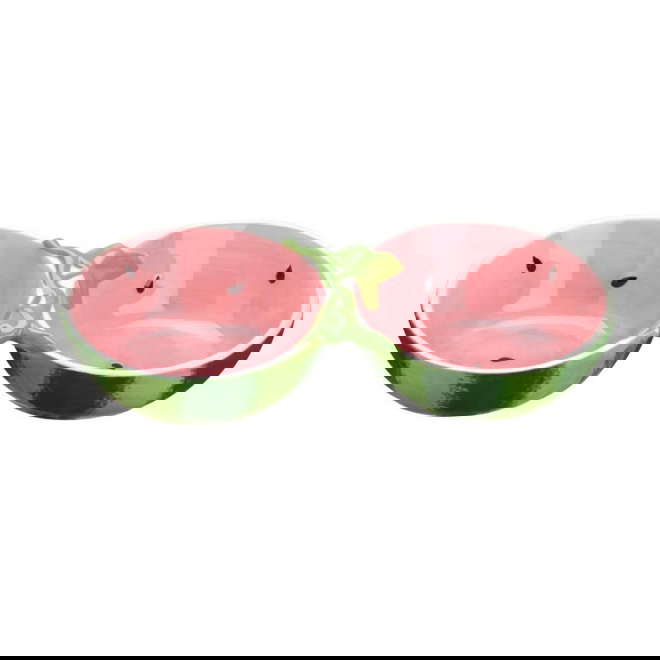 Little&Bigger Juicy Vibes dobbel kattesk&aring;l i keramikk vannmelon