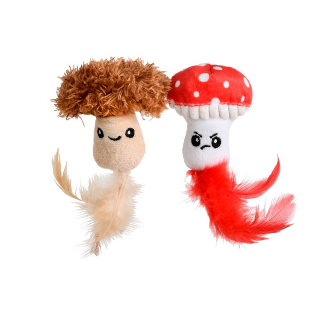 Little&Bigger MushroomLove Fluesopp & Skjeggriske med fj&aelig;r 2-pk