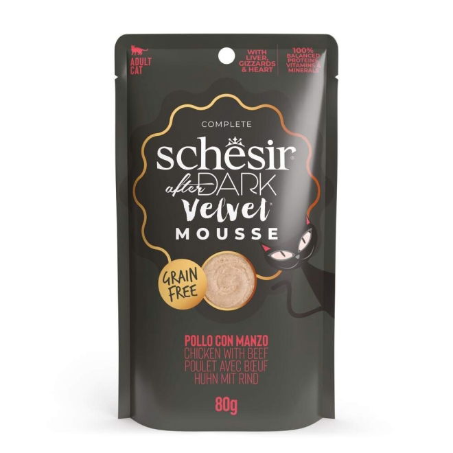 Schesir Cat Adult After Dark Velvet Mousse Kylling & Biff 80g