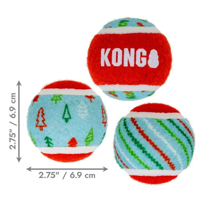 KONG Holiday26 SqueakAir Tennisballer 6-pk M