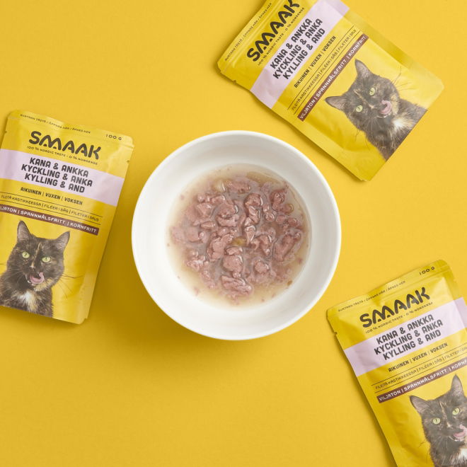 SMAAK Cat Adult kylling og and våtfôr, 100 g