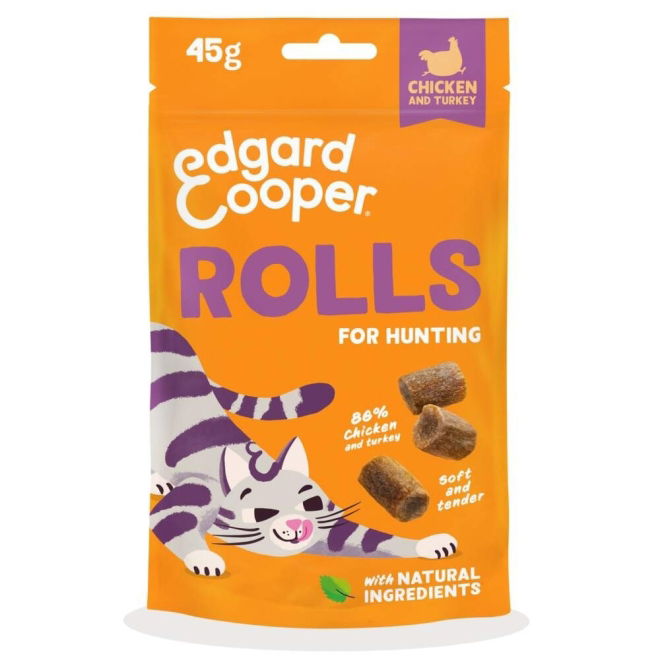 Edgard&Cooper Rolls Myke Kattegodbiter Kylling & Kalkun 45 g