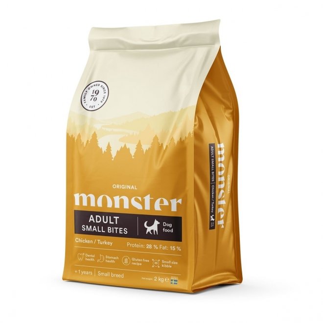 Monster Dog Adult Small Bites Kylling & kalkun (2 kg)