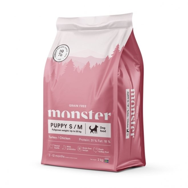 Monster Puppy Grain Free Small & Medium Kalkun & Kylling (2 kg)