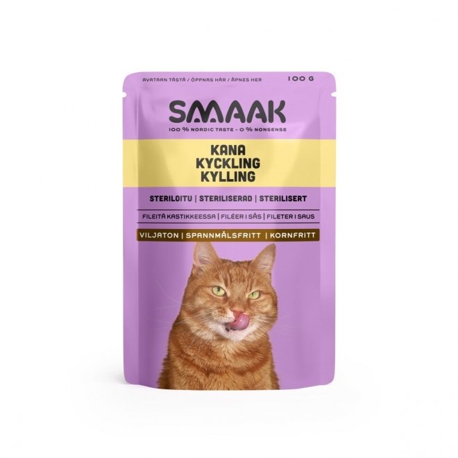 SMAAK Cat Adult Sterilised kylling våtfôr, 100 g