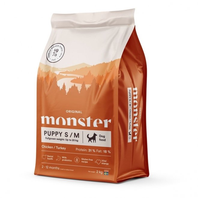 Monster Dog Puppy small/medium Kylling & Kalkun (2 kg)