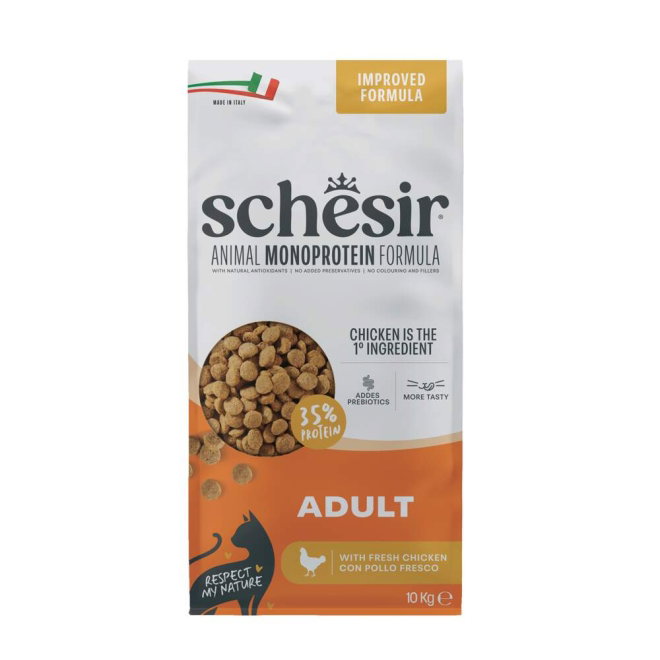 Schesir Cat Adult Animal Monoprotein Formula Chicken Dy Food (10 kg)